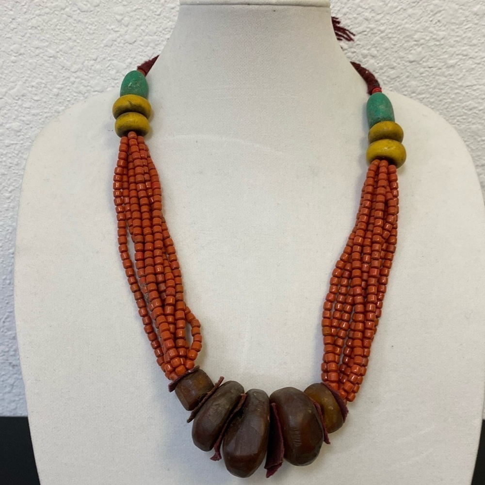 Vintage Moroccan amber wedding necklace